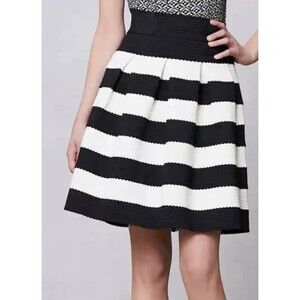 Xhilaration Pleated A-Line Mini Skirt | Stretch Waist Skater Style Black White L